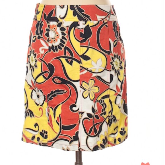 Ann Taylor Cotton/Linen Inverted Front Pleat A-Line Skirt- Sz. 0 - Picture 2 of 7